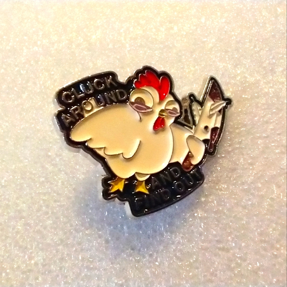 🧁 3/$30 Cluck Around and Find Out Fighting Chicken Enamel Pin NEW